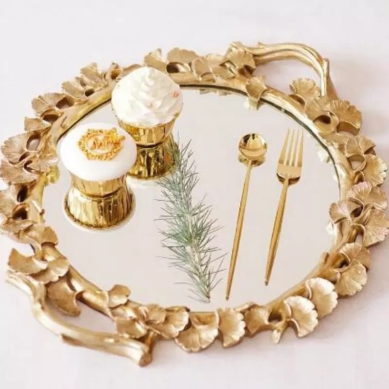 Jasmine Golden Ceramic Tray | Home Décor | Waseeh Pakistan