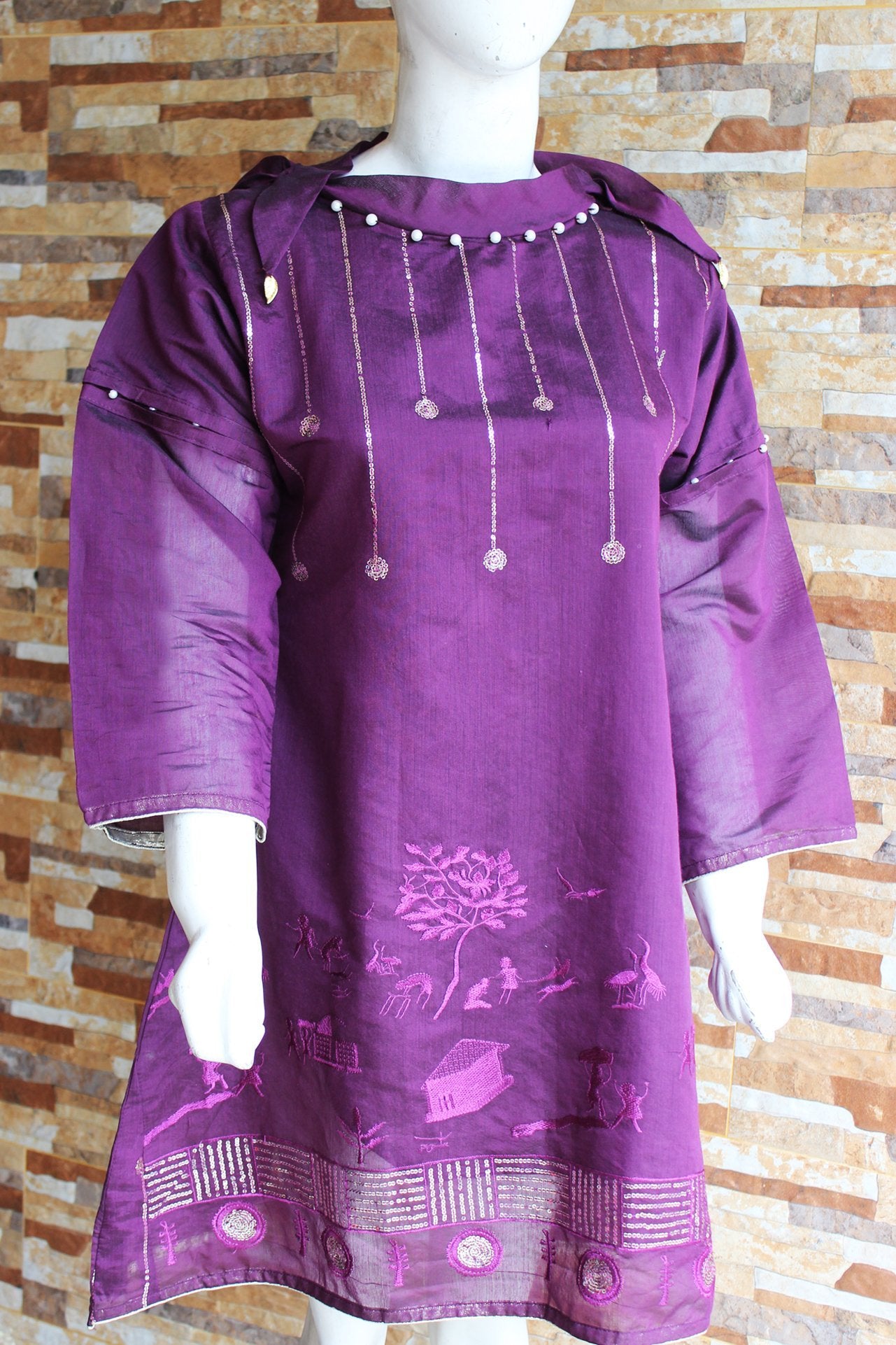 Navy Blue Embroided - Purple - Ladies - waseeh.com
