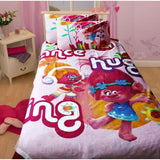 Single Kids Bed Sheet Set - Cotton Satin Fabric - Trolls - waseeh.com