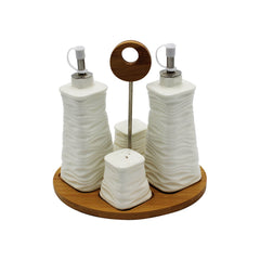 Set of 4 Gravy Boat with Bamboo Base - waseeh.com