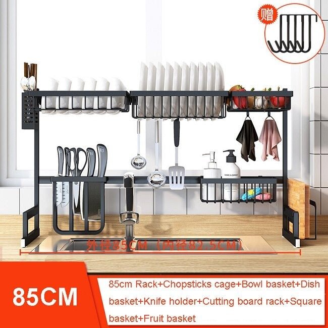 Kitchen Space Stainless Steel Dish Drying Rack (Black) | kitchen item | Waseeh Pakistan