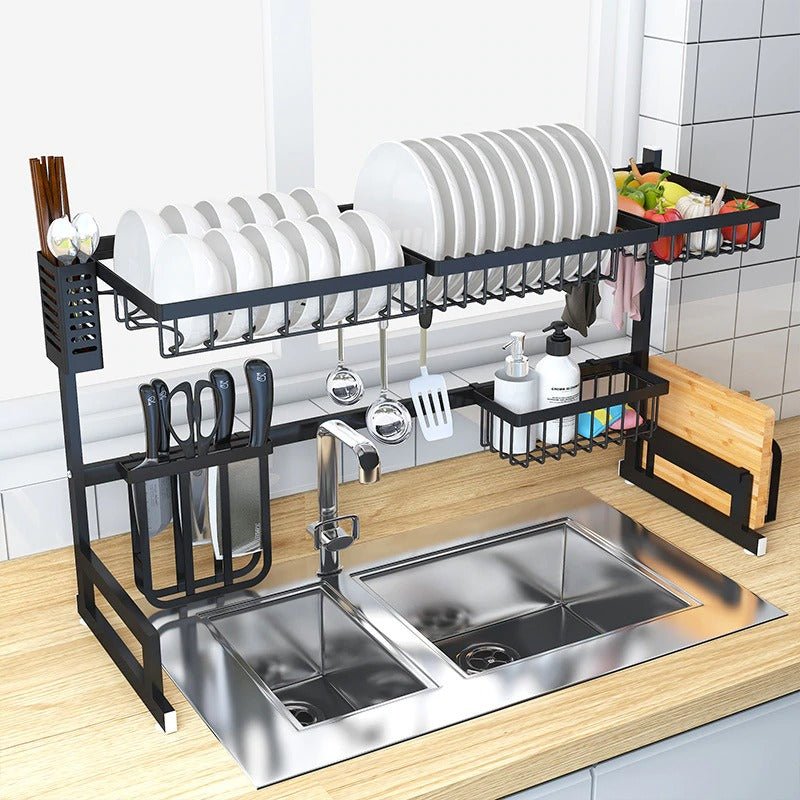 Kitchen Space Stainless Steel Dish Drying Rack (Black) | kitchen item | Waseeh Pakistan