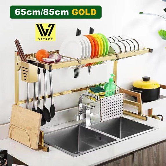Kitchen Space Stainless Steel Dish Drying Rack (Golden) | kitchen item | Waseeh Pakistan