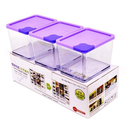 Korean Storage Container with Violet TAP LID (3 Pieces) | Mix &amp; Match | Waseeh Pakistan