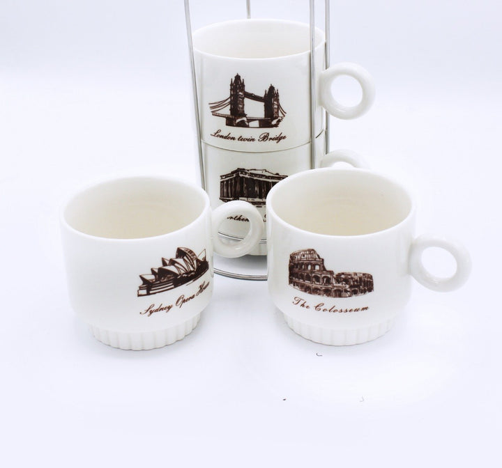 Land Mark Cup Tower - 4 Pcs | kitchen item | Waseeh Pakistan
