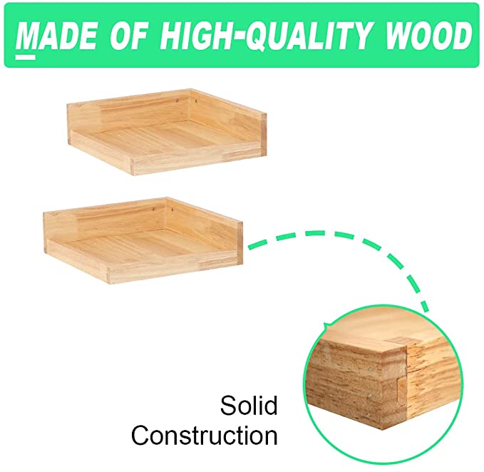 Levie Corner Solid Wood Floating Living Lounge Drawing Room Shelves (Set of 2) | Furniture | Waseeh Pakistan