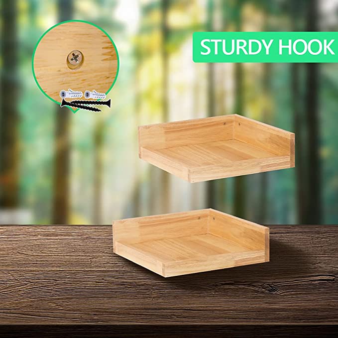 Levie Corner Solid Wood Floating Living Lounge Drawing Room Shelves (Set of 2) | Furniture | Waseeh Pakistan