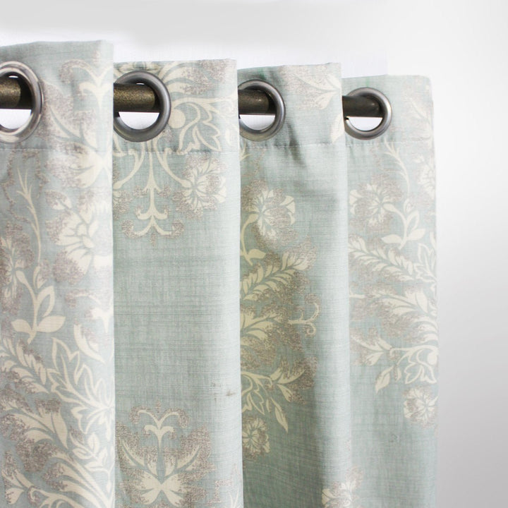 Light Green Floral - Curtain With Lining - Single Panel - 44" x 96" | Home Décor | Waseeh Pakistan