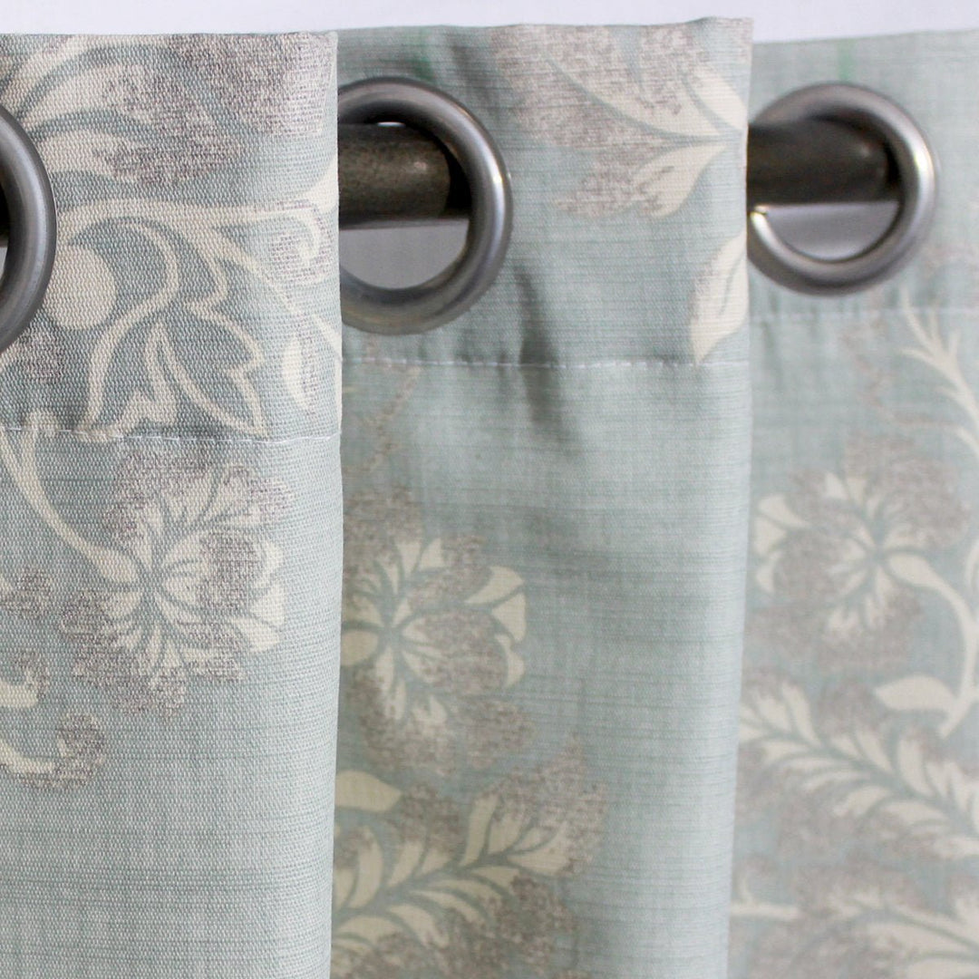 Light Green Floral - Curtain With Lining - Single Panel - 44" x 96" | Home Décor | Waseeh Pakistan