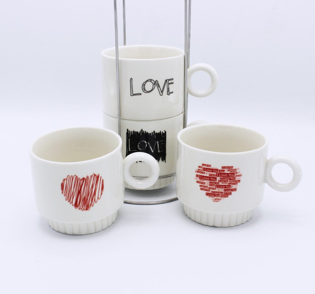 Love Cup Tower - 4 Pcs | kitchen item | Waseeh Pakistan