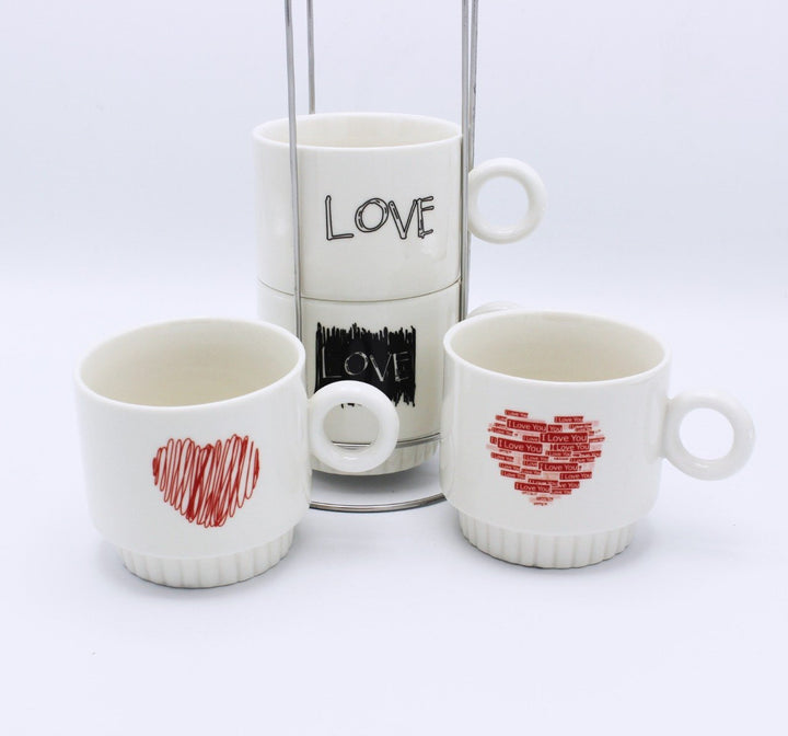 Love Cup Tower - 4 Pcs | kitchen item | Waseeh Pakistan