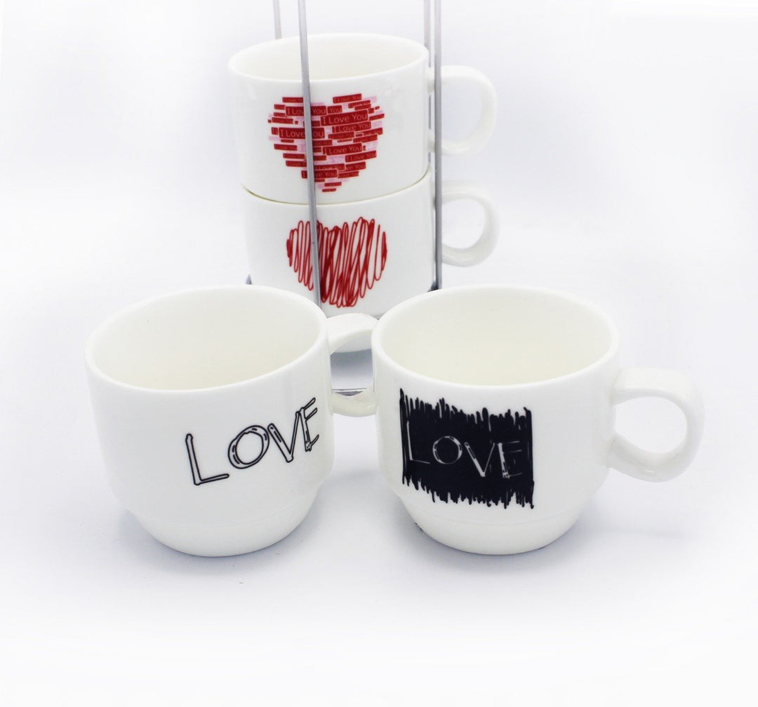 Love Cup Tower - 4 Pcs | kitchen item | Waseeh Pakistan