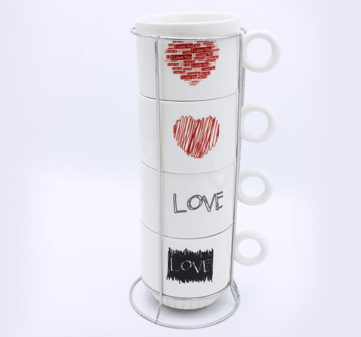 Love Cup Tower - 4 Pcs | kitchen item | Waseeh Pakistan