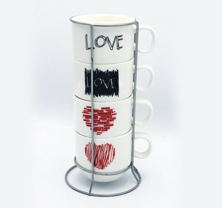Love Cup Tower - 4 Pcs | kitchen item | Waseeh Pakistan