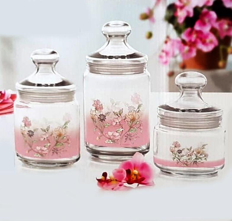 Luminarc Glass Jar With Lid - Set of 3 | kitchen item | Waseeh Pakistan