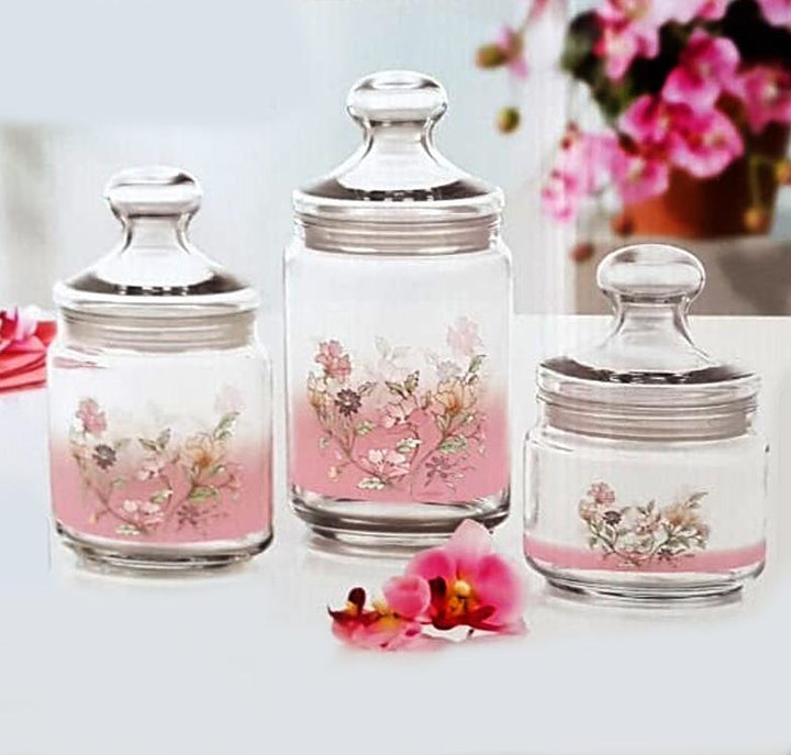 Luminarc Glass Jar With Lid - Set of 3 | kitchen item | Waseeh Pakistan