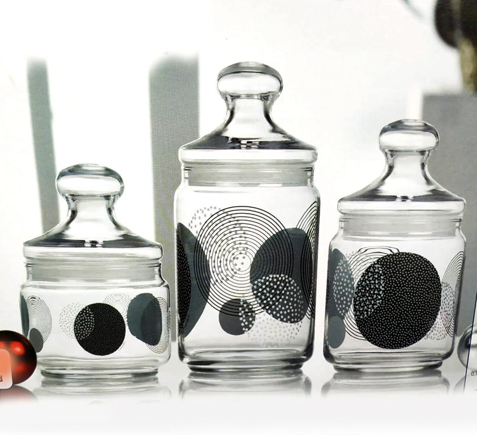 Luminarc Glass Jar With Lid - Set of 3 | kitchen item | Waseeh Pakistan