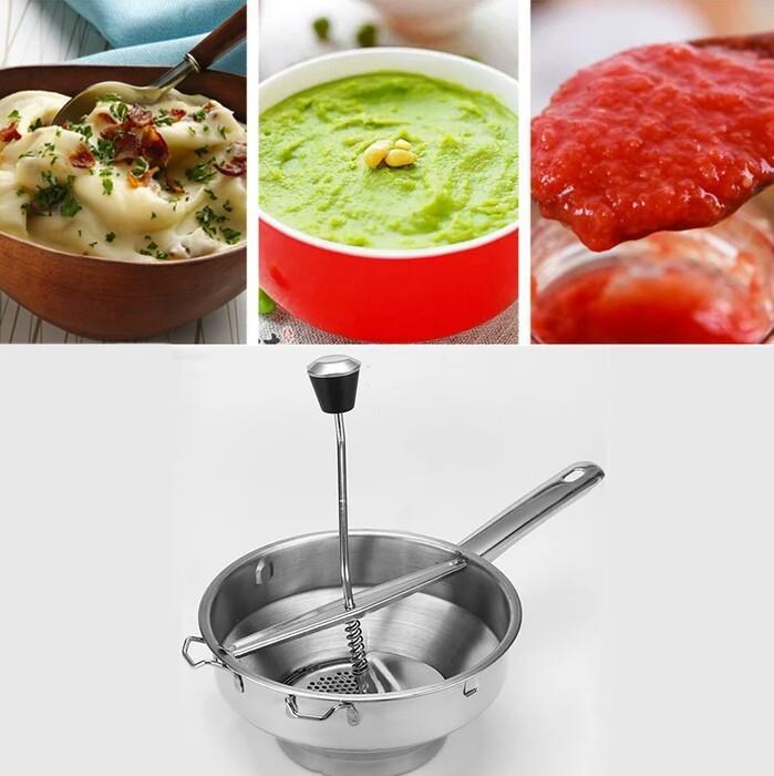 Manual Stainless Steel Fruit Jam Vegetable Potato Milling Grinder with 3 Discs Ideal for fruit vegetable sauces purees baby food | kitchen item | Waseeh Pakistan