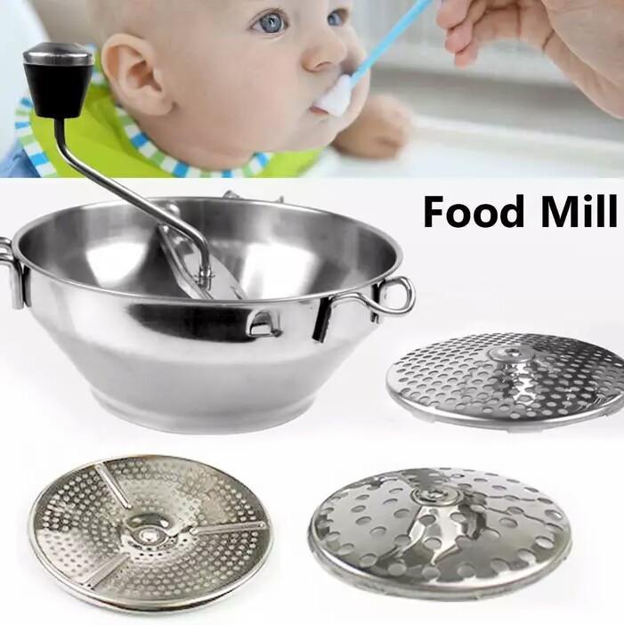 Manual Stainless Steel Fruit Jam Vegetable Potato Milling Grinder with 3 Discs Ideal for fruit vegetable sauces purees baby food | kitchen item | Waseeh Pakistan