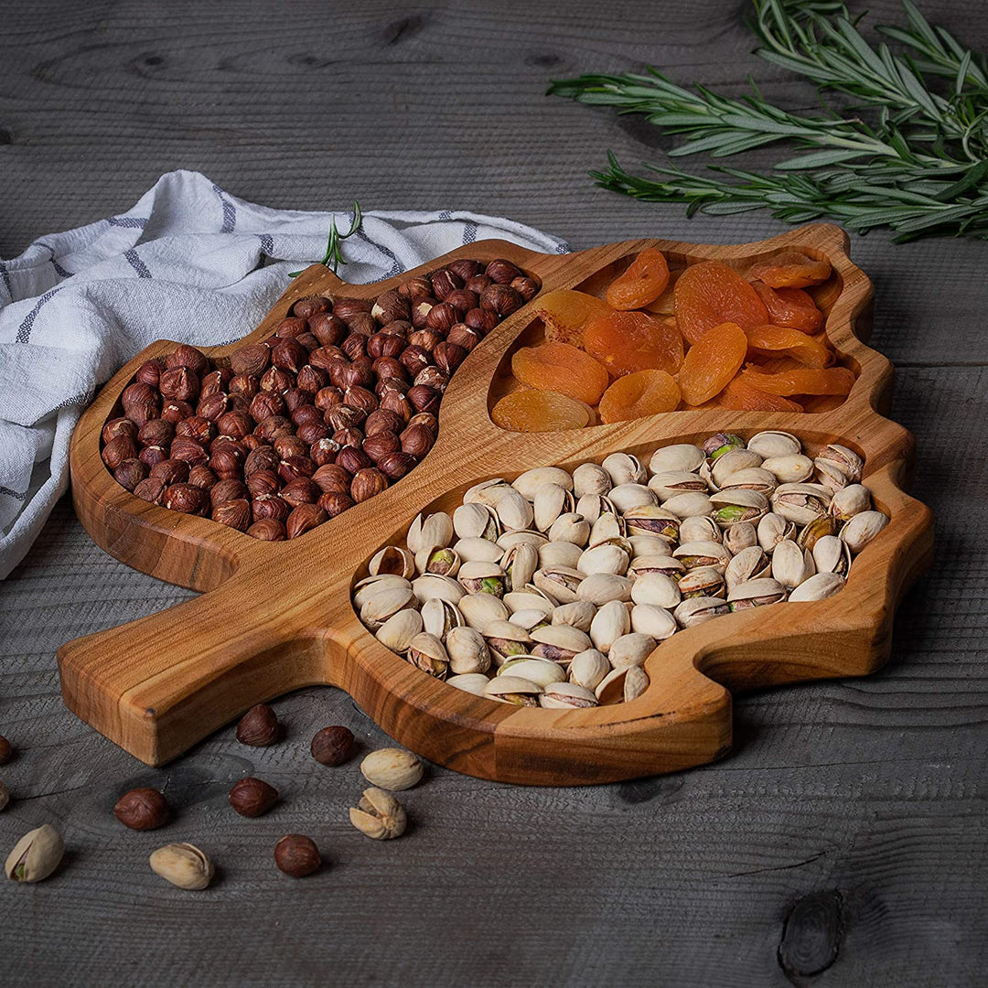 Maple Leaf Dry Fruit Snack Solid Wood Kitchen Serving Tray | kitchen item | Waseeh Pakistan