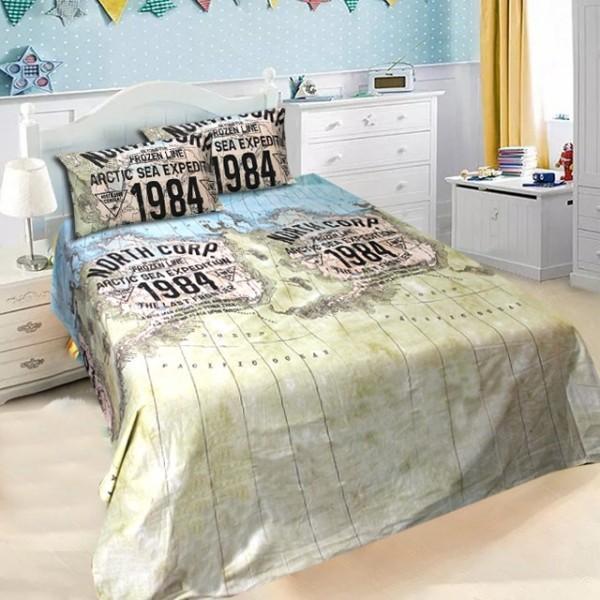 Maps and Expeditions - Export Quality Cotton Bed Sheet - 3 pc set | Home Décor | Waseeh Pakistan