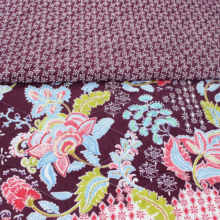 Maroon Patz - Cotton Bed Spread Set - 6 pc | Home Décor | Waseeh Pakistan