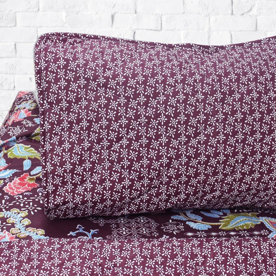 Maroon Patz - Cotton Bed Spread Set - 6 pc | Home Décor | Waseeh Pakistan