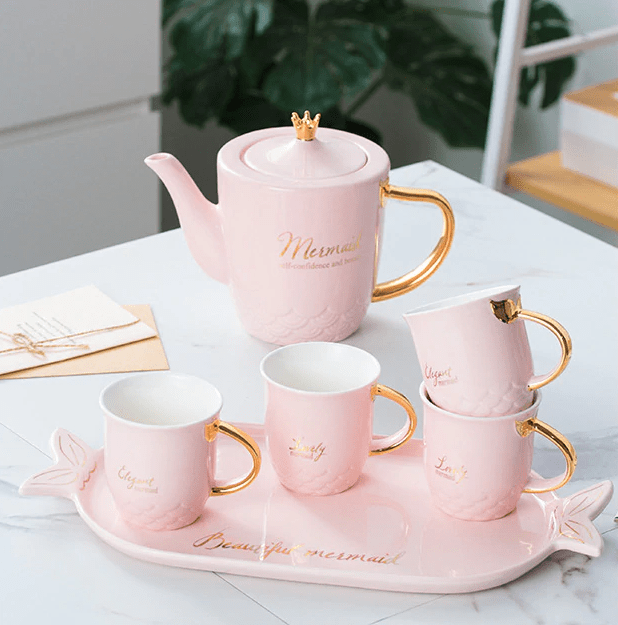 Mermaid Ceramic Teapot Set | kitchen item | Waseeh Pakistan