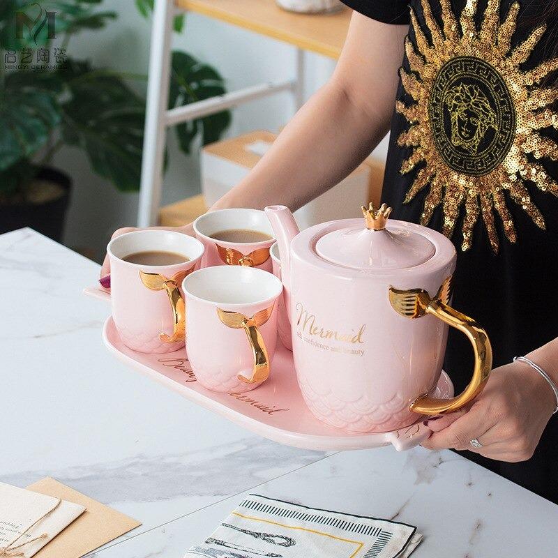 Mermaid Ceramic Teapot Set | kitchen item | Waseeh Pakistan