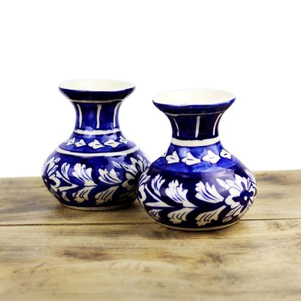 Mini Felicity vase 2pcs-Blue pottery | Home Décor | Waseeh Pakistan