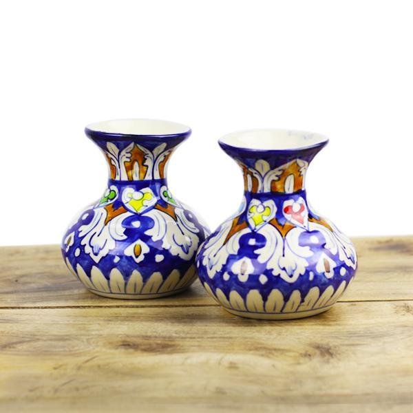 Mini Felicity vase 2pcs-Blue pottery | Home Décor | Waseeh Pakistan
