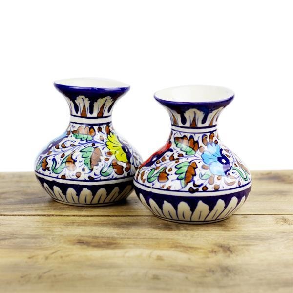 Mini Felicity vase 2pcs-Blue pottery | Home Décor | Waseeh Pakistan