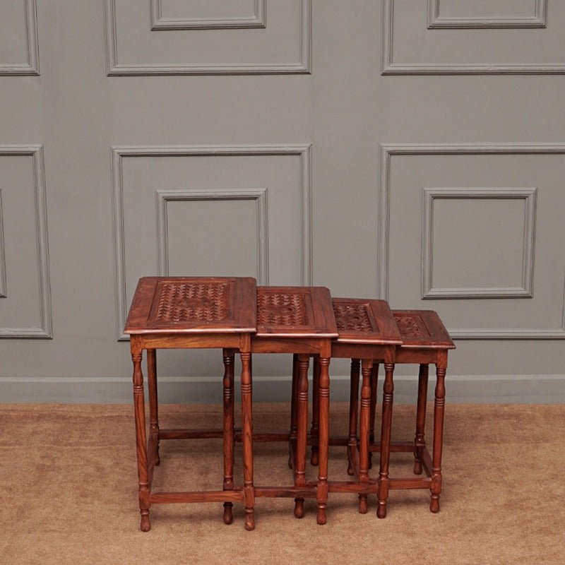 Mockingbird Living Lounge Drawing room Nesting Shisham Tables (Set of 4) | Furniture | Waseeh Pakistan