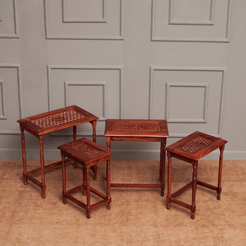 Mockingbird Living Lounge Drawing room Nesting Shisham Tables (Set of 4) | Furniture | Waseeh Pakistan