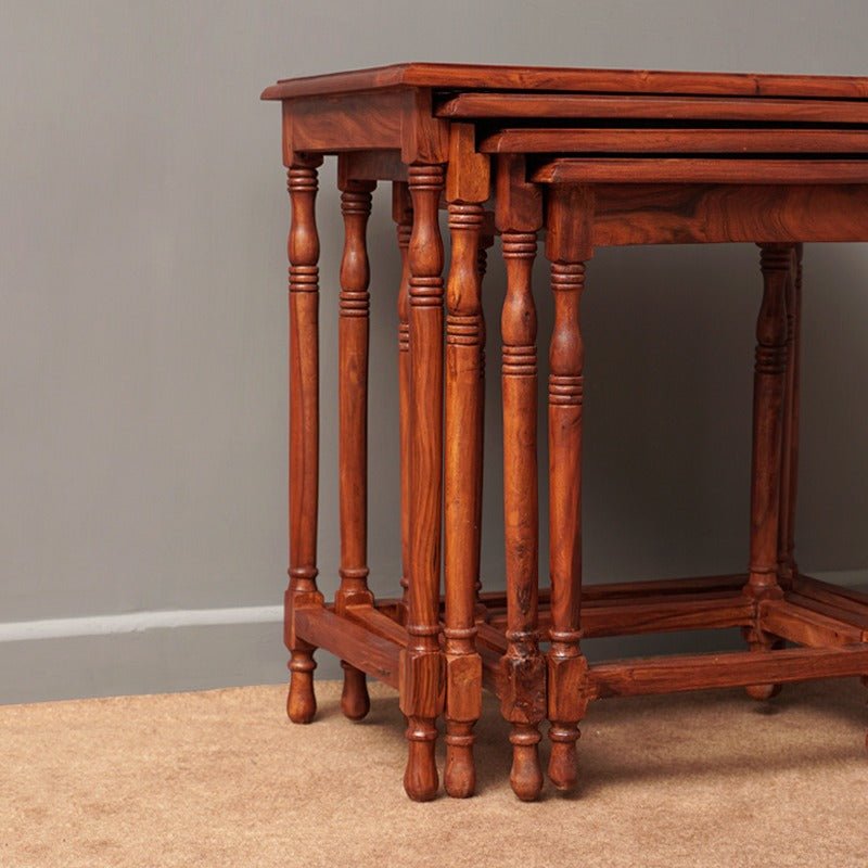 Mont Blanc Living Lounge Bedroom Organizer Nesting Shisham Tables (Set of 4) | Furniture | Waseeh Pakistan