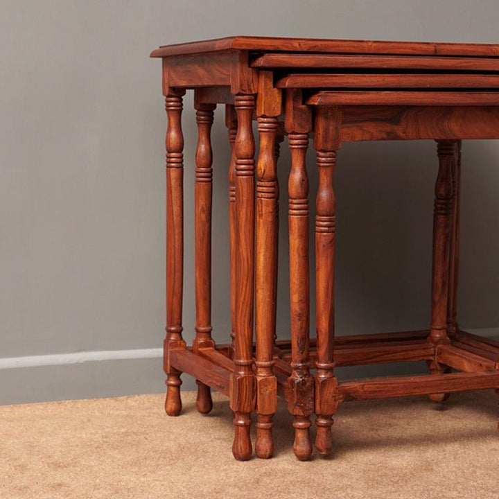 Mont Blanc Living Lounge Bedroom Organizer Nesting Shisham Tables (Set of 4) | Furniture | Waseeh Pakistan
