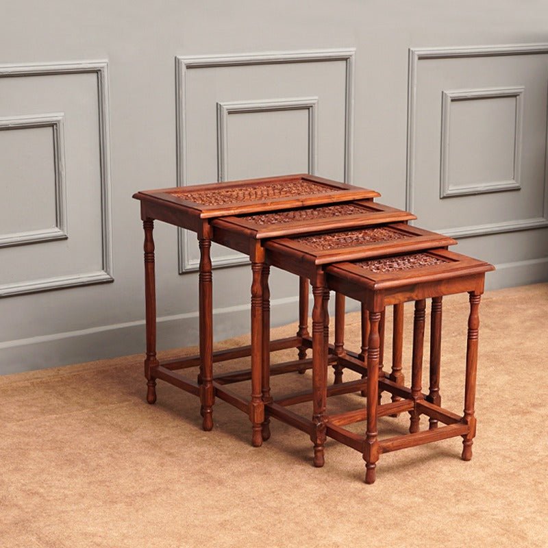 Mont Blanc Living Lounge Bedroom Organizer Nesting Shisham Tables (Set of 4) | Furniture | Waseeh Pakistan
