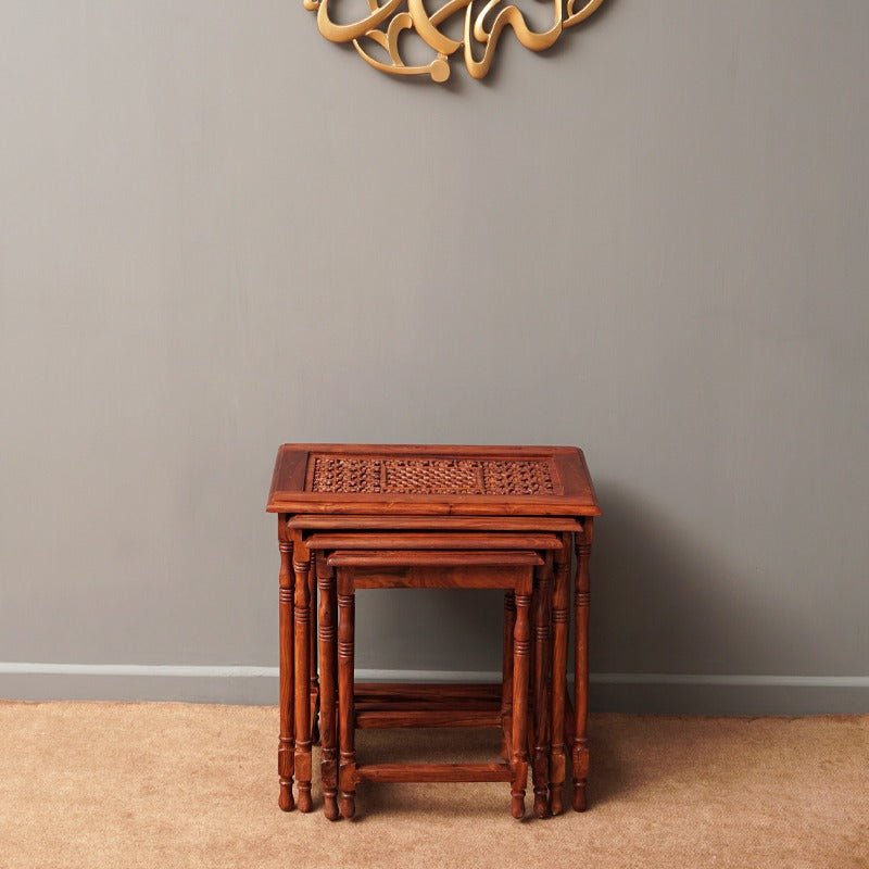 Mont Blanc Living Lounge Bedroom Organizer Nesting Shisham Tables (Set of 4) | Furniture | Waseeh Pakistan