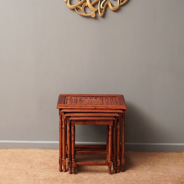 Mont Blanc Living Lounge Bedroom Organizer Nesting Shisham Tables (Set of 4) | Furniture | Waseeh Pakistan