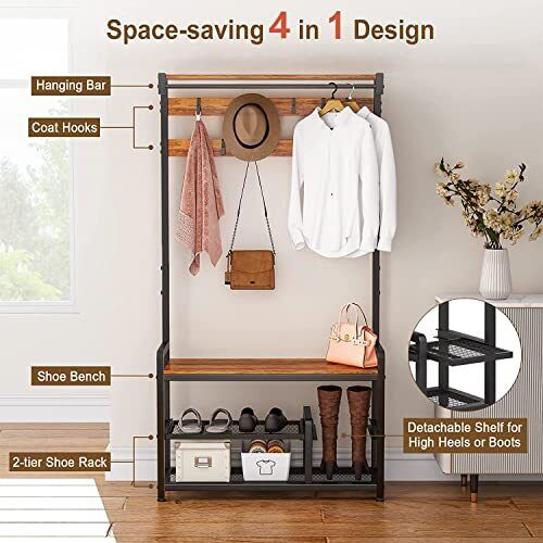 Mr. IronStone Entryway Living Lounge Bedroom Coat Hanging Shoes Organizer Storage Rack | Furniture | Waseeh Pakistan