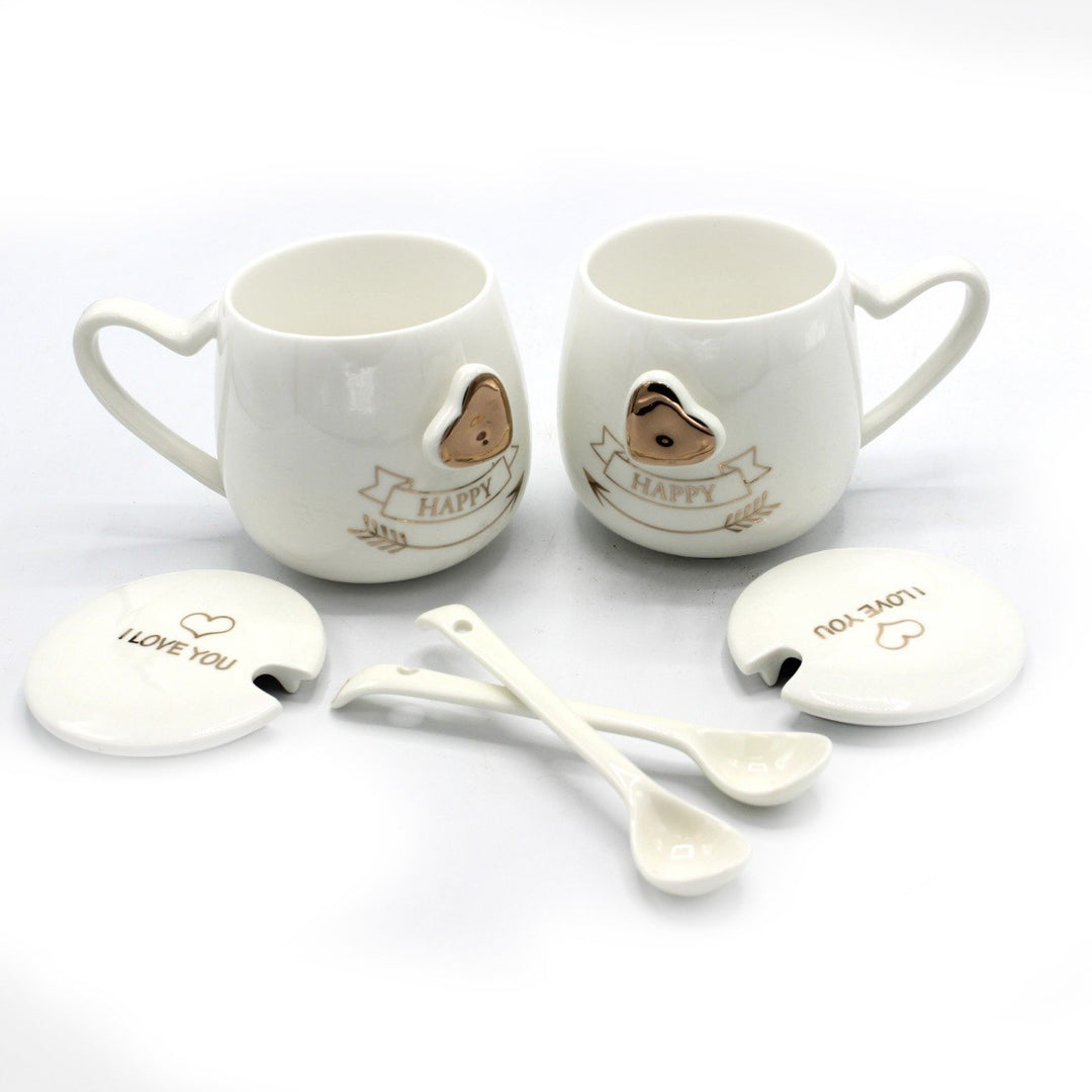 Mug Pair- Gold Love | kitchen item | Waseeh Pakistan