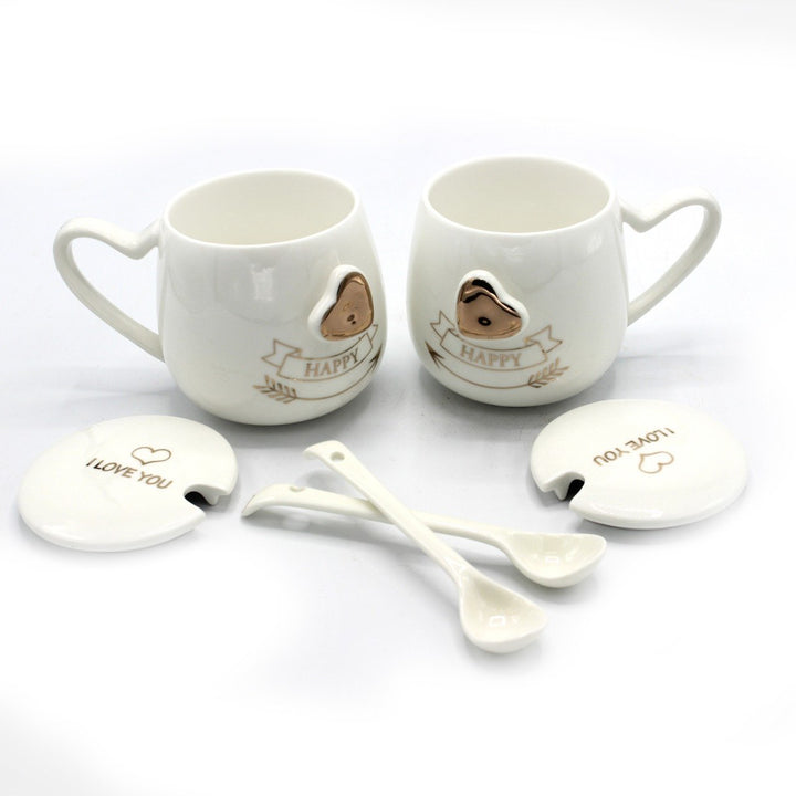 Mug Pair- Gold Love | kitchen item | Waseeh Pakistan