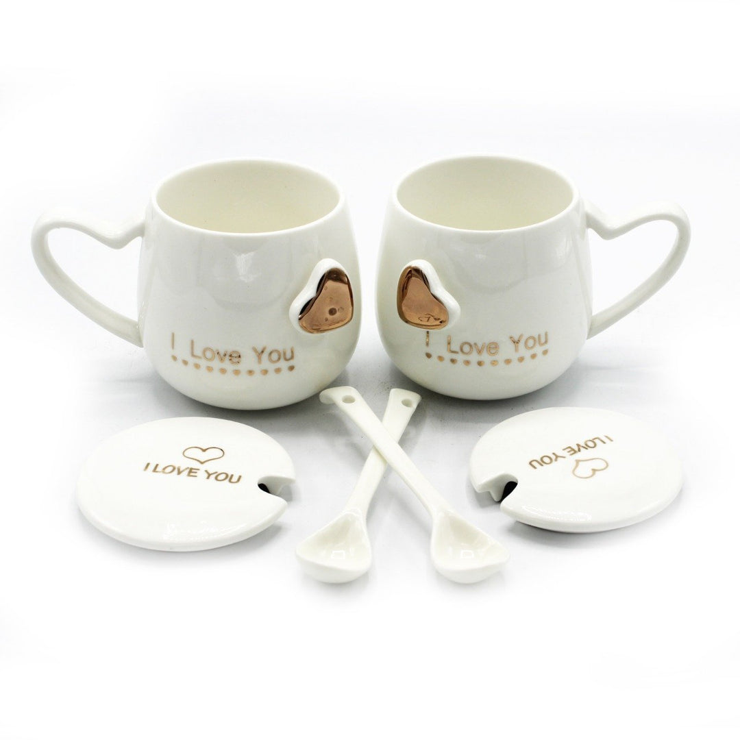 Mug Pair- Gold Love | kitchen item | Waseeh Pakistan