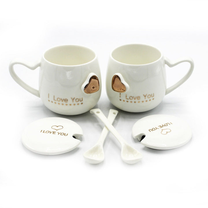 Mug Pair- Gold Love | kitchen item | Waseeh Pakistan