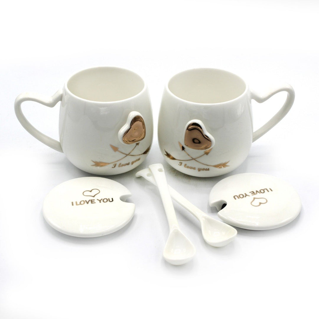 Mug Pair- Gold Love | kitchen item | Waseeh Pakistan