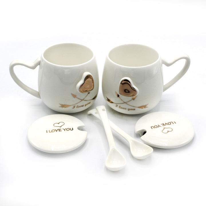 Mug Pair- Gold Love | kitchen item | Waseeh Pakistan