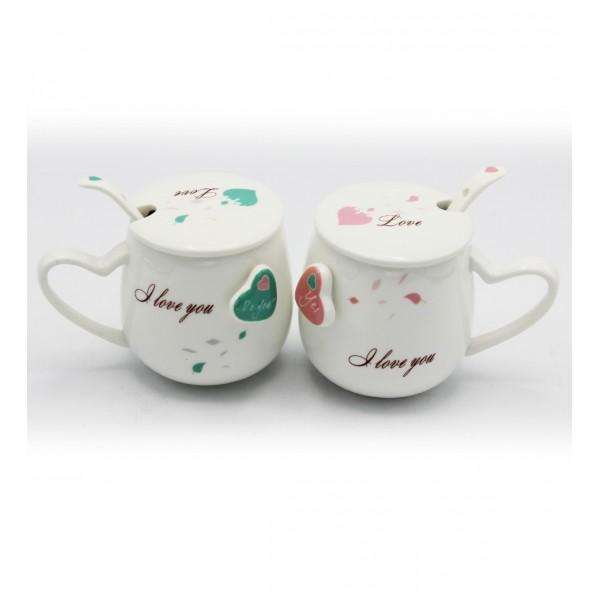 Mug Pair- Love Green | kitchen item | Waseeh Pakistan
