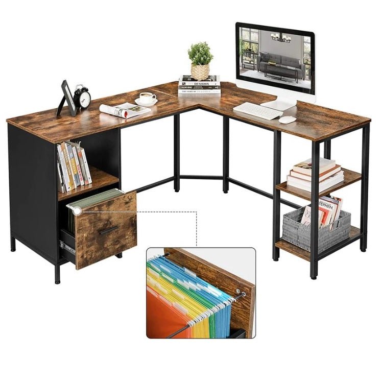 Multi Cabinet L-Shape Home Office Computer Workstation Table Desk | Furniture | Waseeh Pakistan