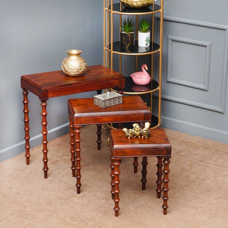 Murphy Morm Lounge Living Bedroom Nesting Shisham Tables (Set of 3) | Furniture | Waseeh Pakistan
