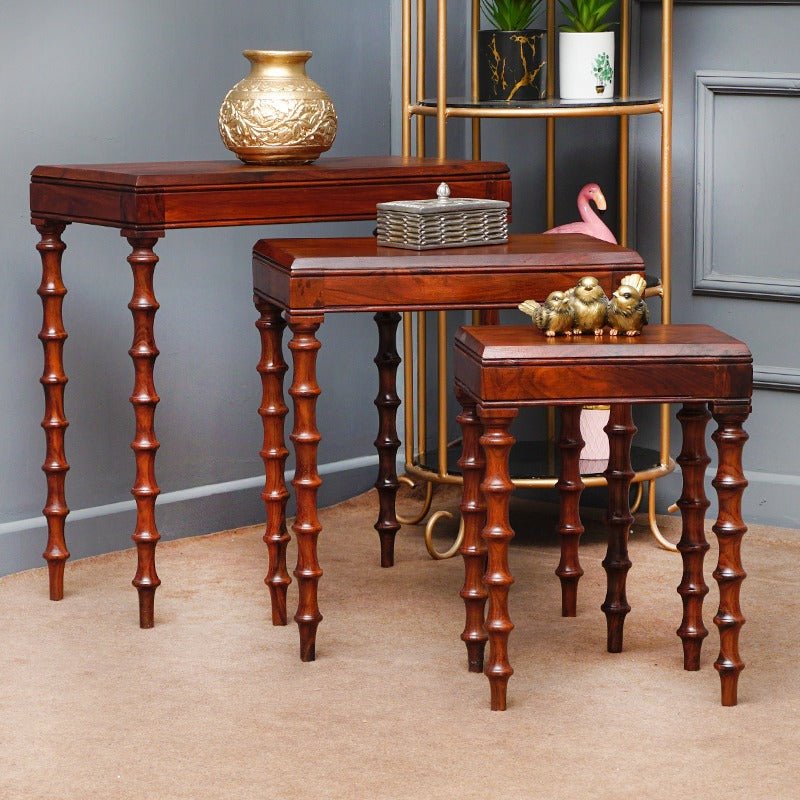 Murphy Morm Lounge Living Bedroom Nesting Shisham Tables (Set of 3) | Furniture | Waseeh Pakistan